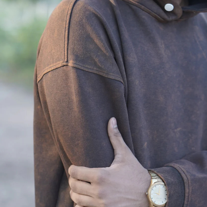 BronzeBlack Acid wash Oversized Hoodie