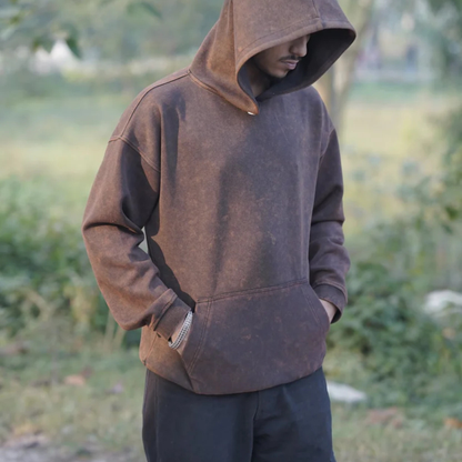 BronzeBlack Acid wash Oversized Hoodie