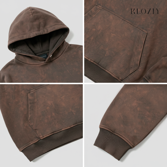 BronzeBlack Acid wash Oversized Hoodie