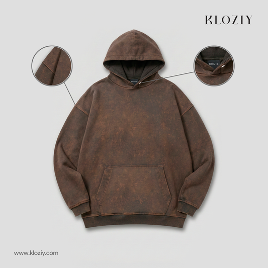 BronzeBlack Acid wash Oversized Hoodie