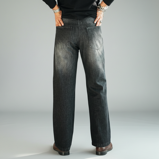 Faded Black Wide Legged Flare Jeans