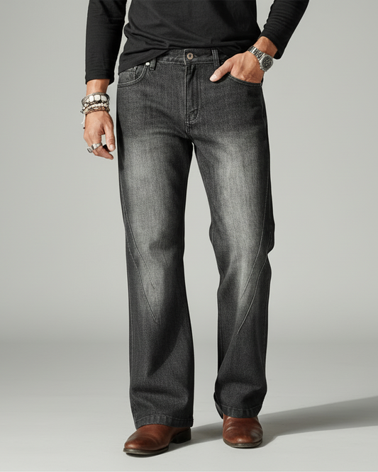 Faded Black Wide Legged Flare Jeans