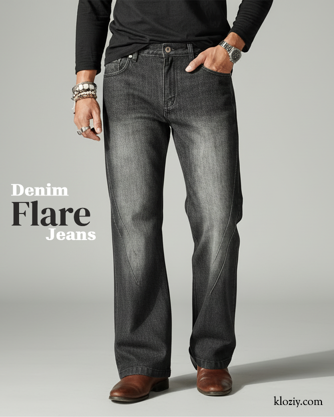 Faded Black Flare Jeans